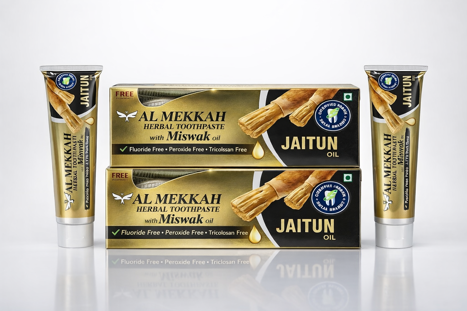 AL MEKKAH HERBAL TOOTHPASTE 150G + FREE TOOTHBRUSH ( PACK OF 2)